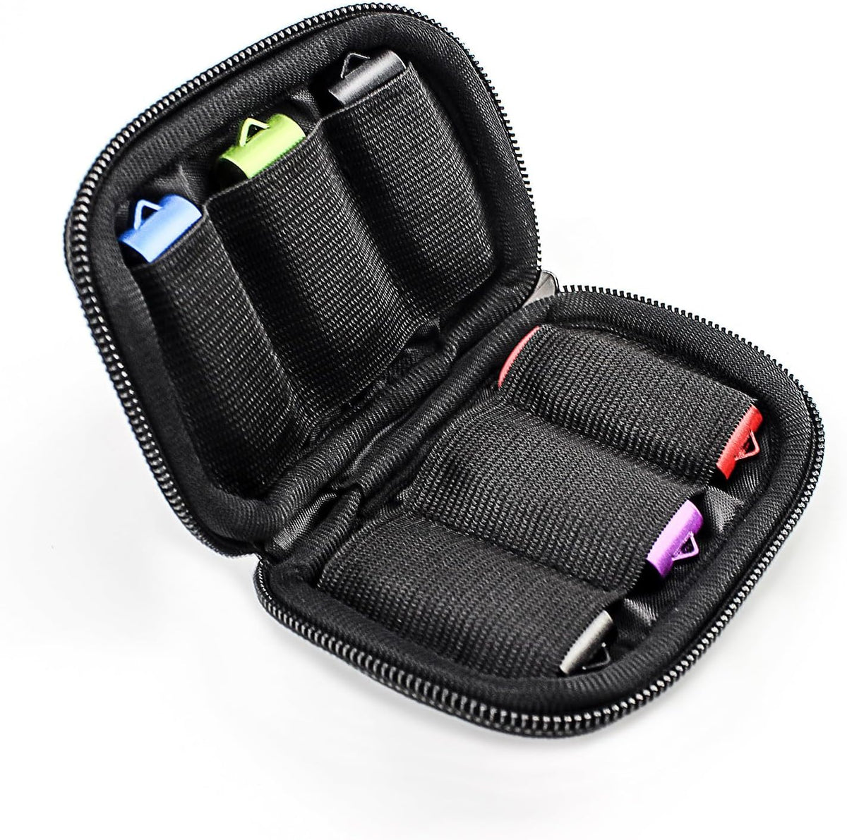 6 Flash Drive Case - USB Holder, Storage Bag for Thumb Drives, Lightweight, Protects & Stores Small Items, Slots, Black