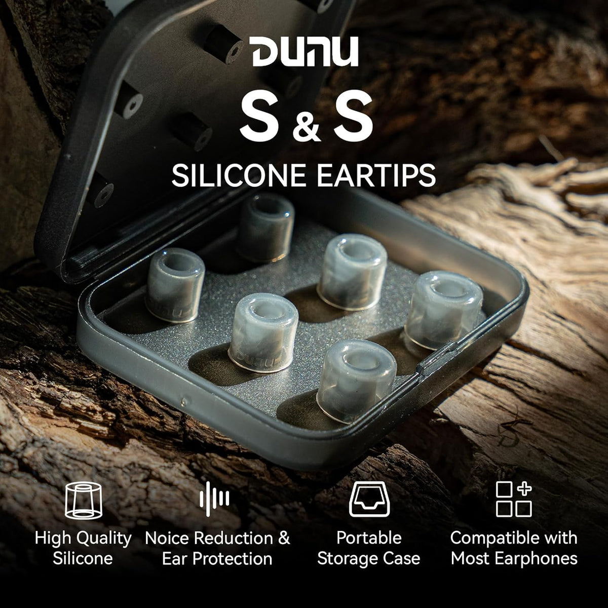 Linsoul DUNU S&S Silicone Eartips S/M/L (3pairs) for Nozzle Diameter from 4mm-5.5mm for Stage Studio, for KZ ZS10 Pro, 7HZ Zero, Orchestra Lite, TANGZU Wan'er S.G IEM (S/M/L- Each Size 1 Pair)