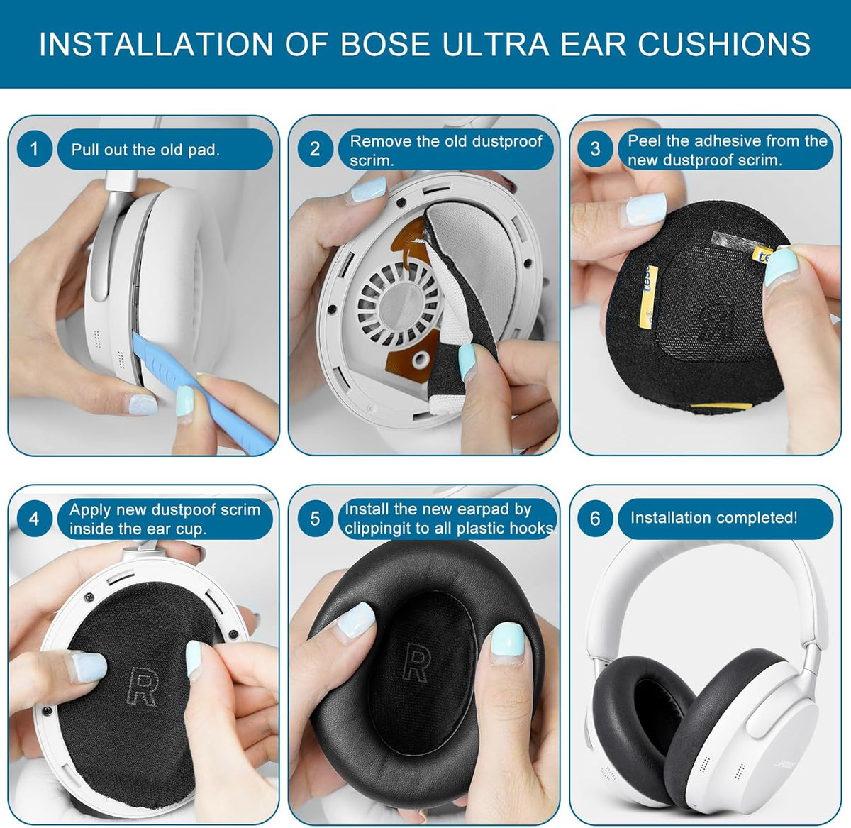 GEVO Earpads Replacement for Bose QuietComfort Ultra (QC Ultra), Ear Pads Cushions Replacement with Protein Leather and Memory Foam,Black