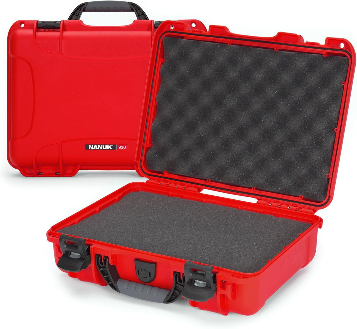 NANUK 910 Hard Case with Customizable Cubed Foam, IP67 Waterproof, Dustproof and Impact Resistant, 14.3” x 11.1” x 4.7”, Rugged Construction for Ultimate Protection, Made in Canada – Red