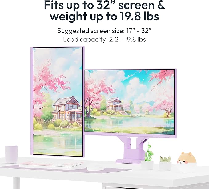 Pixio Two PXC248WAVE Purple 24 inch 200Hz Refresh Rate FHD 1080p Resolution 1500R Curve Fast VA Panel 1ms GTG Response Time HDR Curved Gaming Monitor and PS1D Wave Purple Dual Monitor Arm