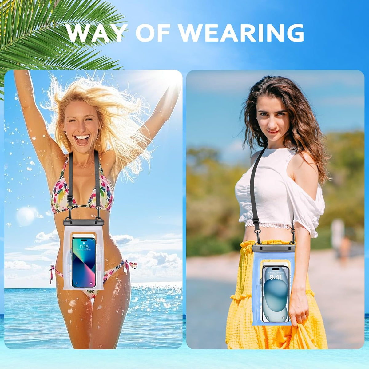 Large Waterproof Phone Pouch, [Expandable Space] Floating Waterproof Bag, IPX8 Dry Bag with Adjustable Lanyard for iPhone Samsung Google Up to 7.0" Blue