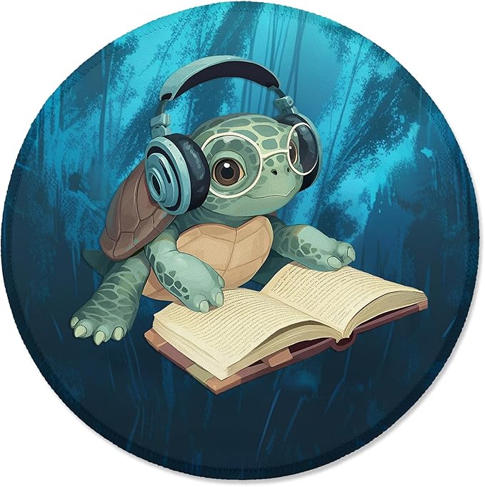 ITNRSIIET Round Mouse Pad with Stitched Edge Premium-Textured Waterproof Non-Slip Rubber Base Desktop Protection Mat Diameter 8.7 inches, Pretty Turtles