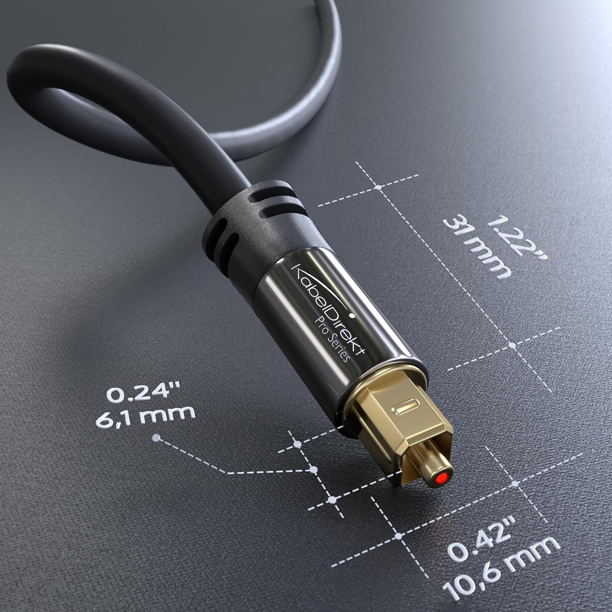 50ft PS4 TOSLINK Optical Audio Cable Designed in Germany Fiber Optic Cable for Soundbar, SPDIF Digital Optical Audio