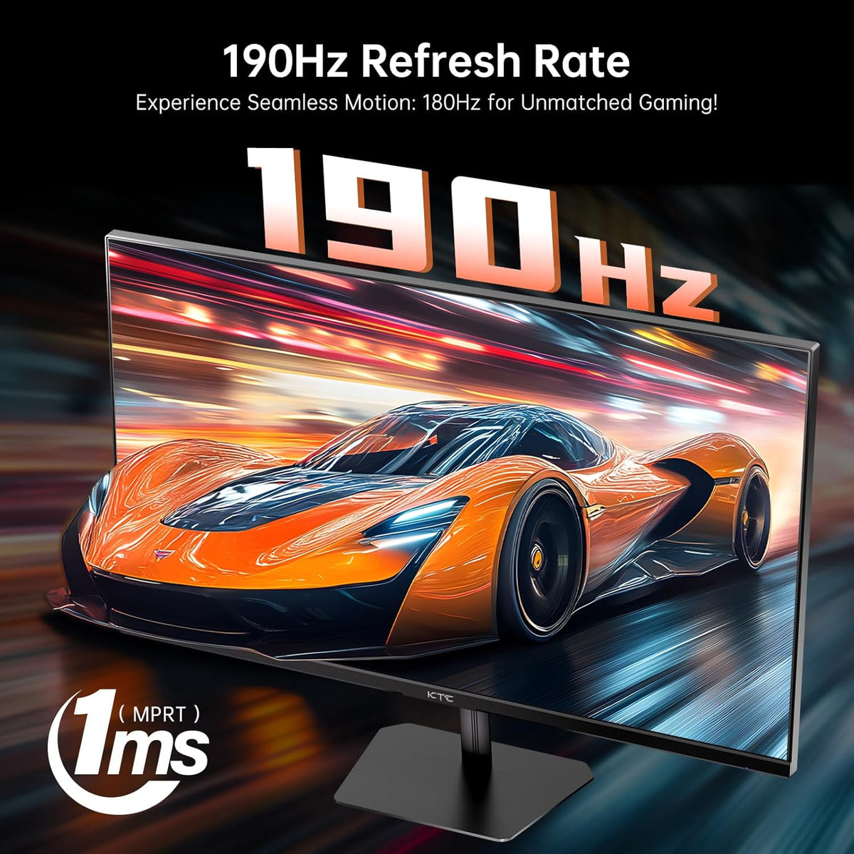 KTC 24 inch 190Hz/180Hz Gaming Monitor,HDR 400 Fast IPS Screen,FHD 1080P Monitor, 133% sRGB,AdaptiveSync,1ms Response Time,HDMI *2&DP*1,Tilt Adjustable, Eye Care