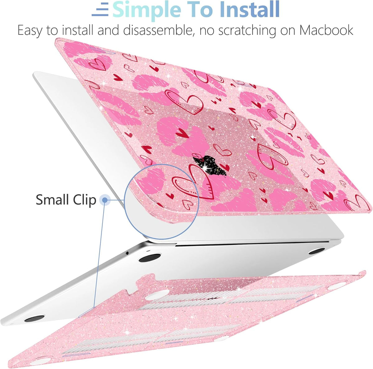 MEEgoodo for M4/M3/M2 MacBook Air 15.3 inch Case 2025 2024 2023, Case Fit Model (A3241/A3114/A2941) for MacBook Air 15 inch, Laptop Hard Shell with Keyboard Cover, Cute Kiss & Love