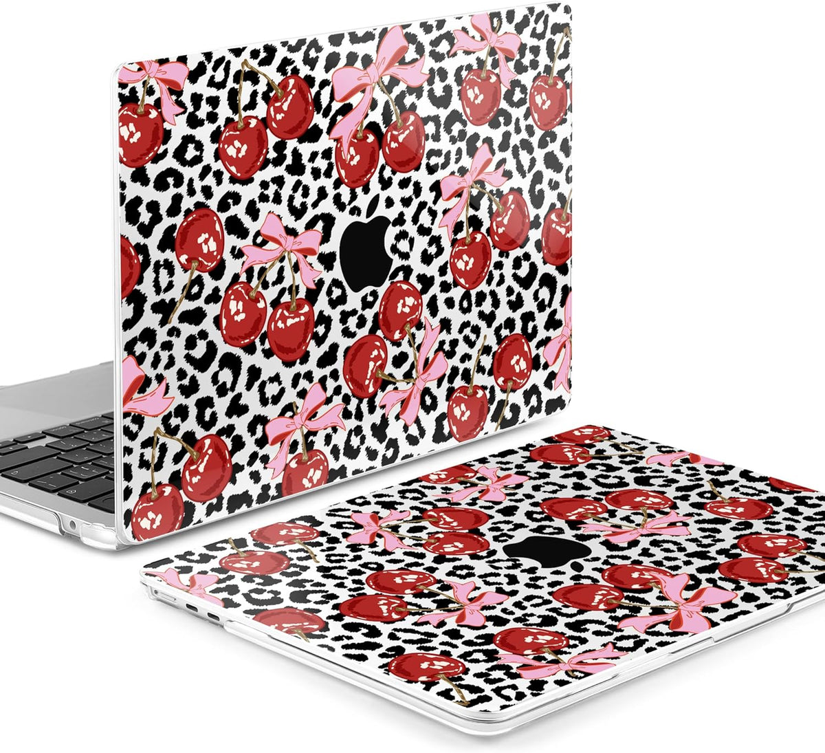 MEEgoodo Case for M4/M3/M2 MacBook Air 13.6 inch Case 2025 2024 2022, Fit Model A3240/A3113/A2681, Laptop Hard Shell with Keyboard Cover Compatible with MacBook Air 13 inch, Leopard & Cherry