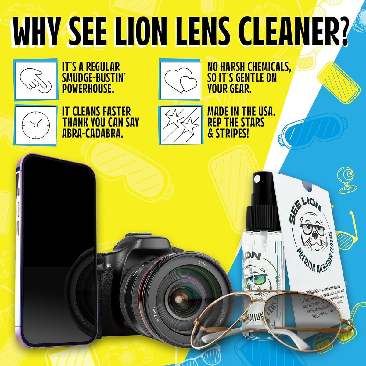 cellhelmet 30ml 1oz See Lion Premium Lens Cleaner Kit | Safe for Glasses, Camera Lenses, Screens, and Optics