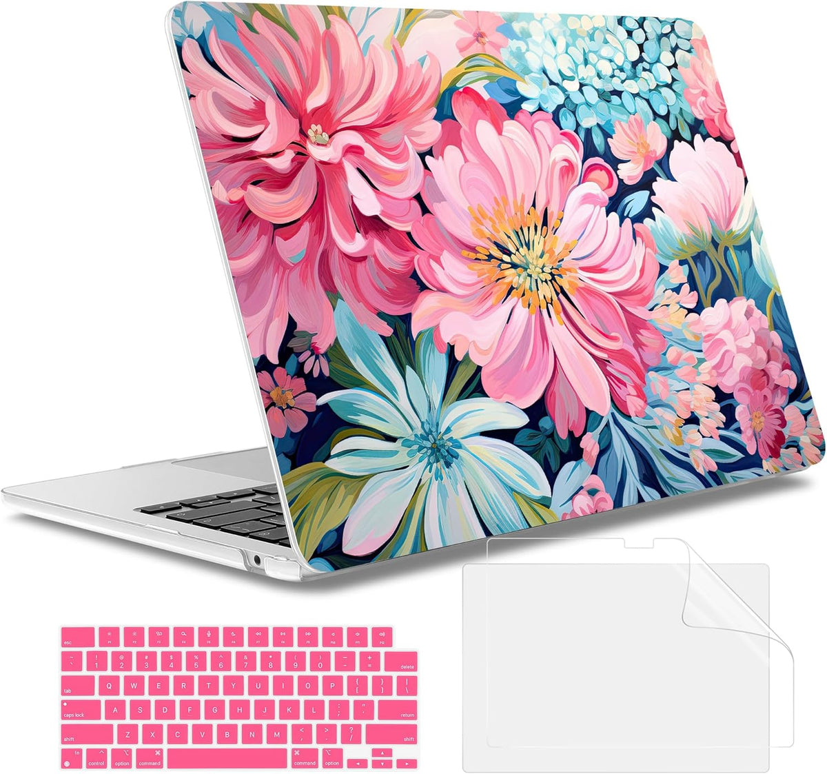 May Chen for MacBook Air 13.6 Inch Case 2025/2024/2023/2022 Release (Model A2681 A3113 A3240, M2 M3 M4 Chip) – Hard Shell Laptop Cover with Keyboard Cover & Screen Protector，Flowers Painting