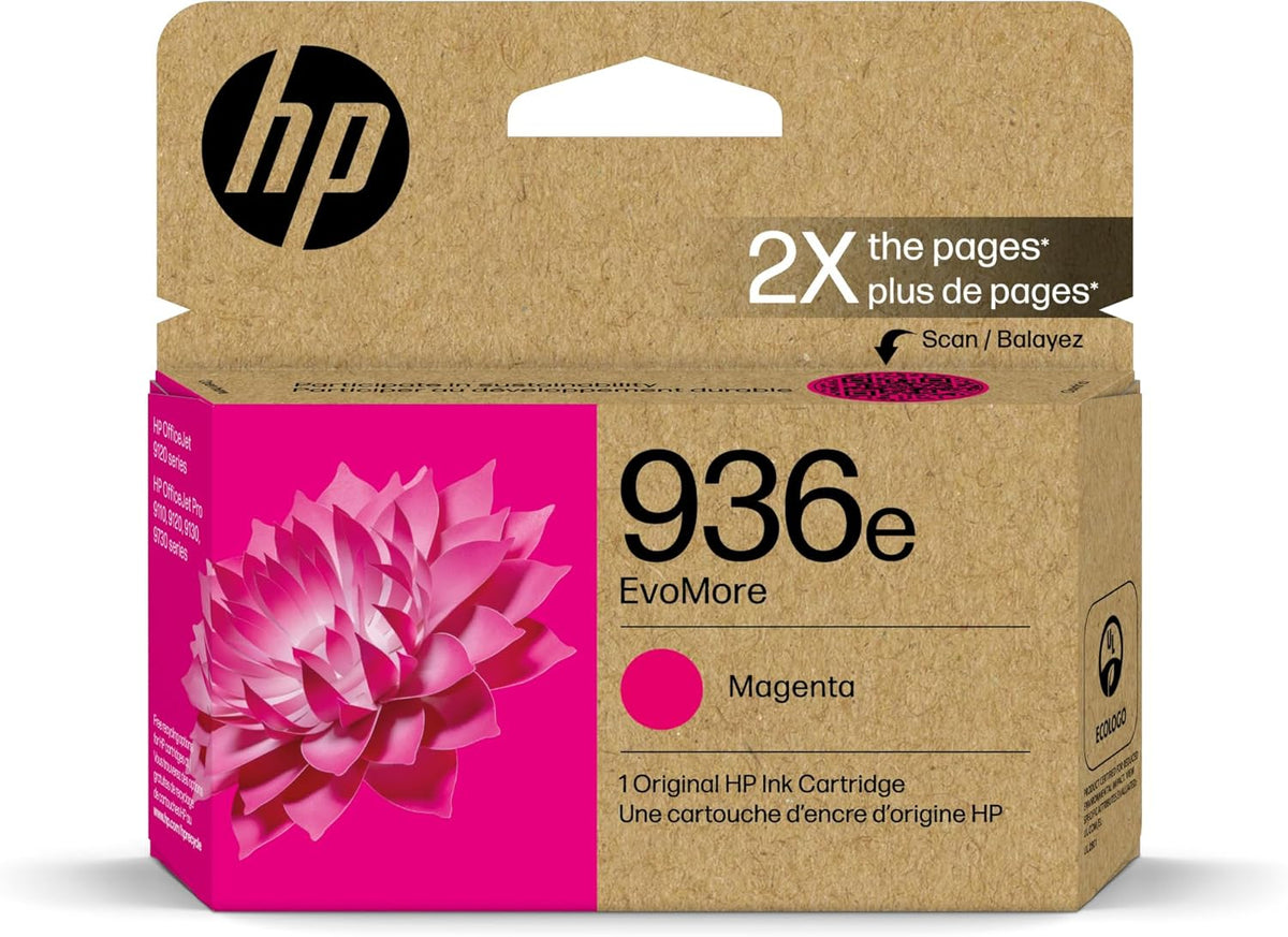 HP 936e EvoMore High Yield Magenta Ink Cartridge | Works OfficeJet 9120 Series, OfficeJet Pro 9100 Series, OfficeJet Pro Wide Format 9700 Series | Carbon Neutral | 4S6V4LN