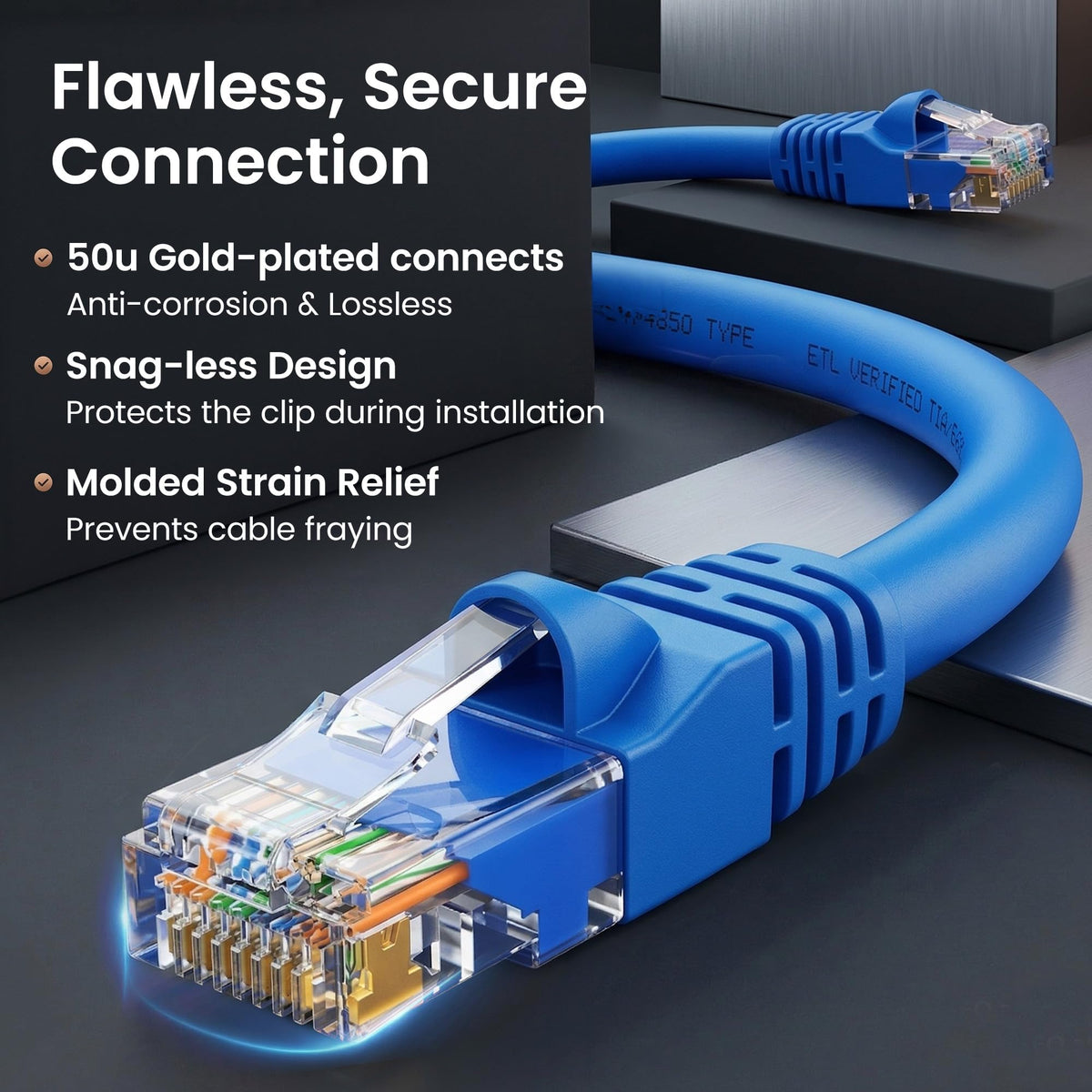 GEARit Cat 6 Ethernet Patch Cable 25 ft Blue (10 Pack) - Cat6 Patch Cables 25ft Blue/Ethernet Patch Cable, 10Gbps 550MHz 24AWG Pure Copper, Snagless