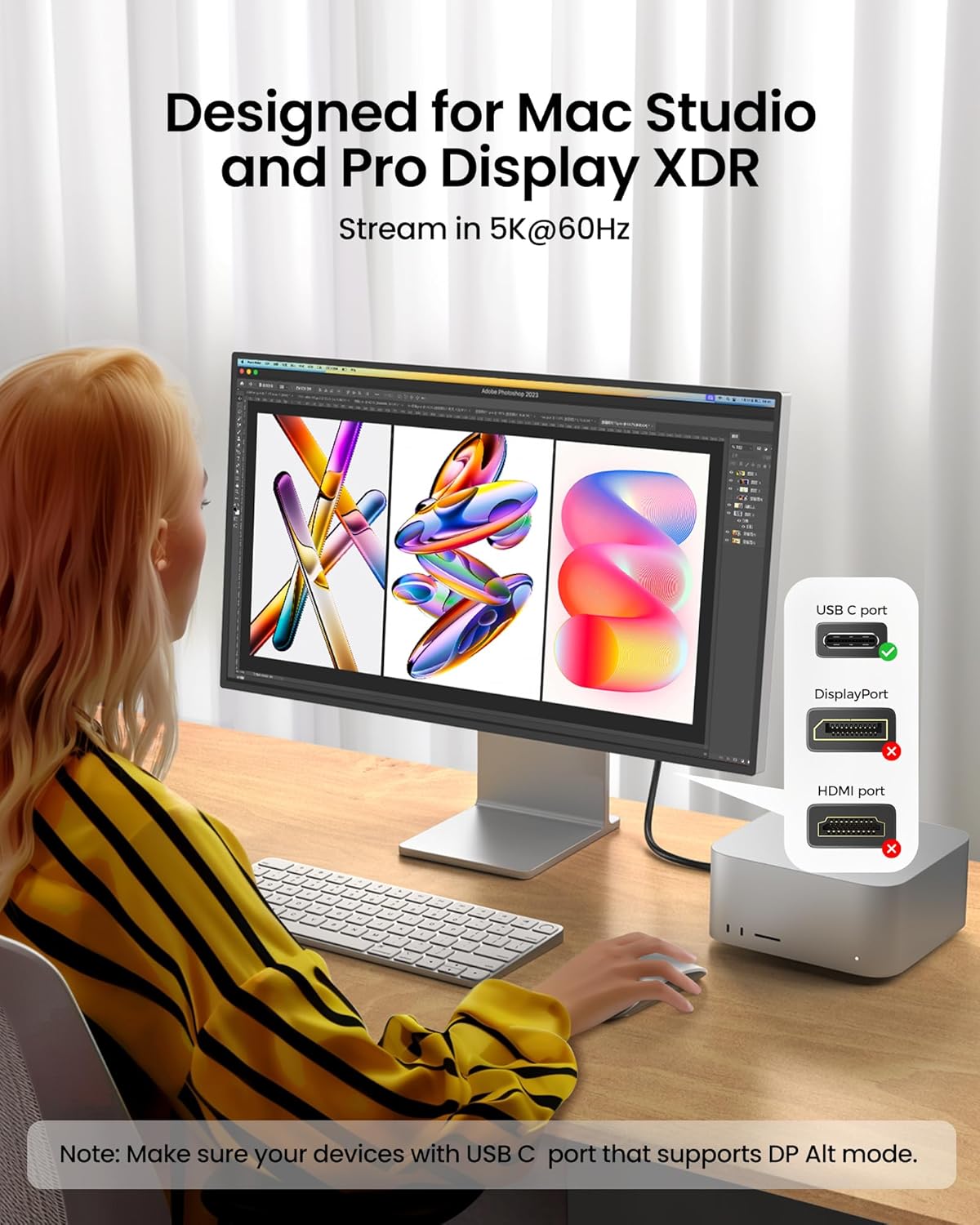 6.6FT [4K@144Hz/60Hz 8K@30Hz], 3.2 2x2 20Gbps 240W 16, Silkland USB C Monitor Display Cable USB C Gen Video Cable, Data