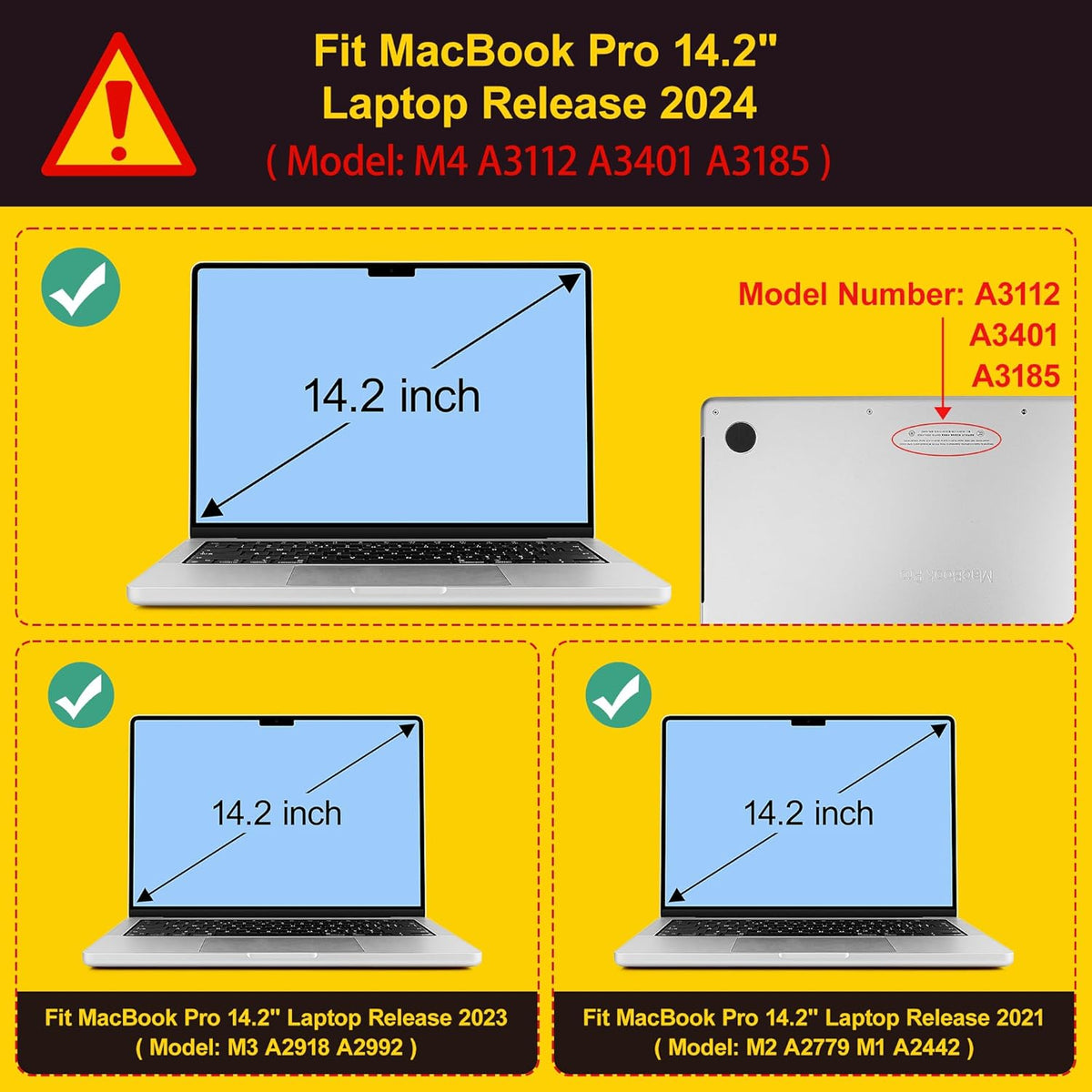 Tuiklol for M4 MacBook Pro 14 Inch Case 2024-2021 Release A3112 A3401 A3185/M3 A2918 A2992/M2 A2779/M1 A2442 Pro/Max Chip,Hard Shell Case with Screen Protector for Touch ID, Elephant