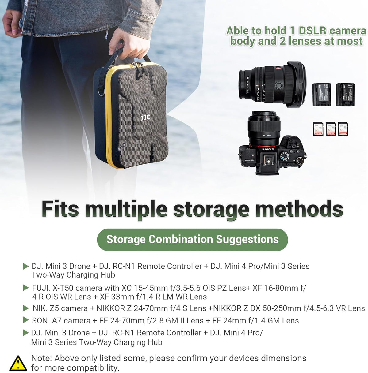 2 Hard Shell EVA Camera Case With Removable Dividers,Waterproof Camera & Lens Storage Carrying Bag for Canon Nikon Sony