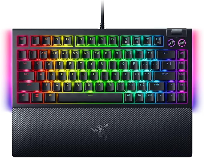 Razer BlackWidow V4 75% Mechanical Gaming Keyboard: Hot-Swappable Design - Compact &amp Durable - Orange Tactile Switches - Chroma RGB - MF Roller &amp Media Keys - Comfortable Wrist Rest - Black