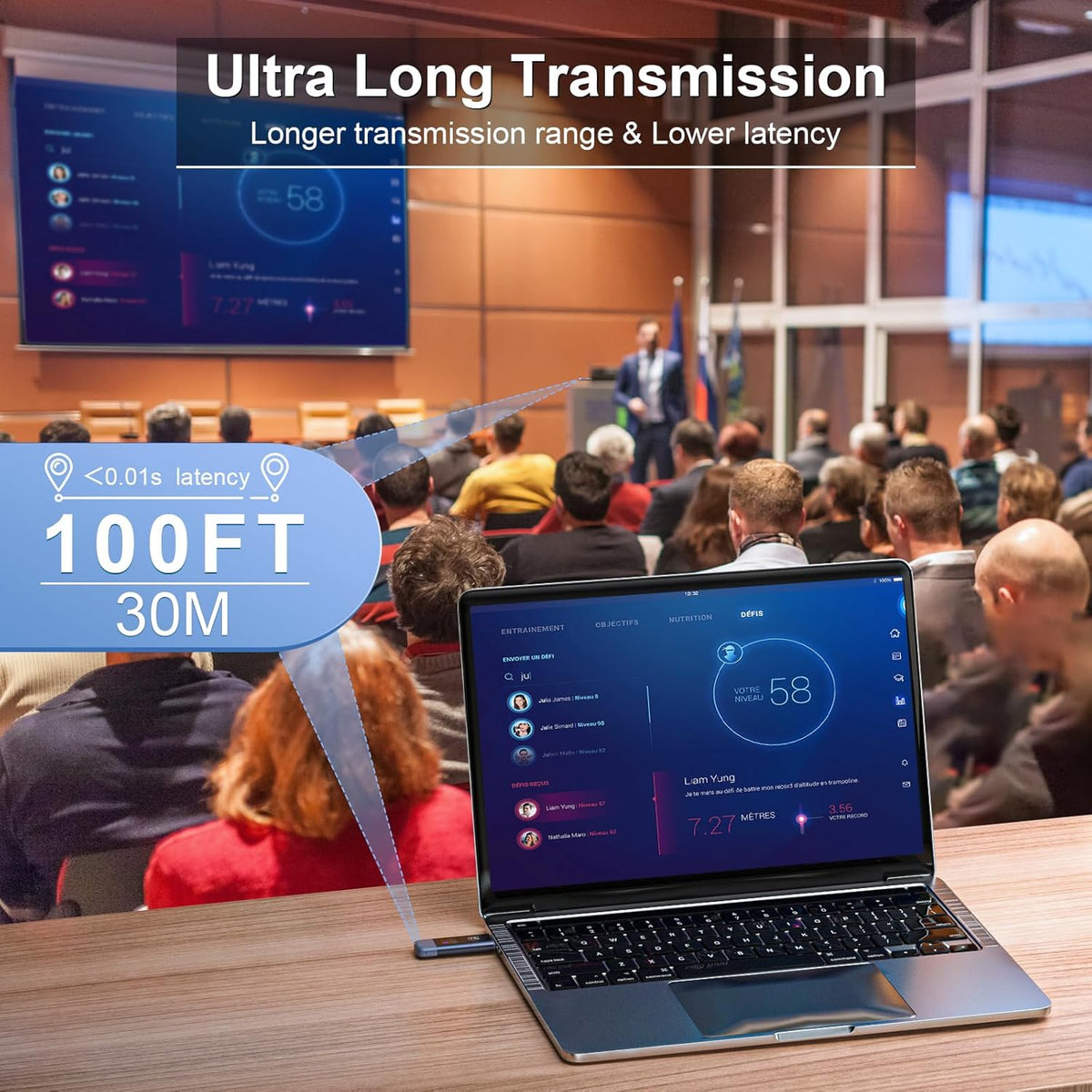 TTQ Wireless HDMI Transmitter and Receiver, TTQ Wireless HDMI Extender 4K Supported, Metal Housing, LED Display, 100FT Range, 2.4G&5G, for PC/Laptop/Camera/HDTV/Projector/TV Box