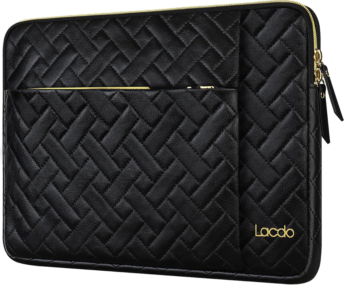 Lacdo Laptop Sleeve Case for 14 inch New MacBook Pro M4/M3/M2/M1 Chips Pro Max A3112 A3401 A3185 A2918 A2992 A2779 A2442 2024-2021, 13.8 inch Surface Laptop 7th Copilot+PC Computer Bag, Elegant Black