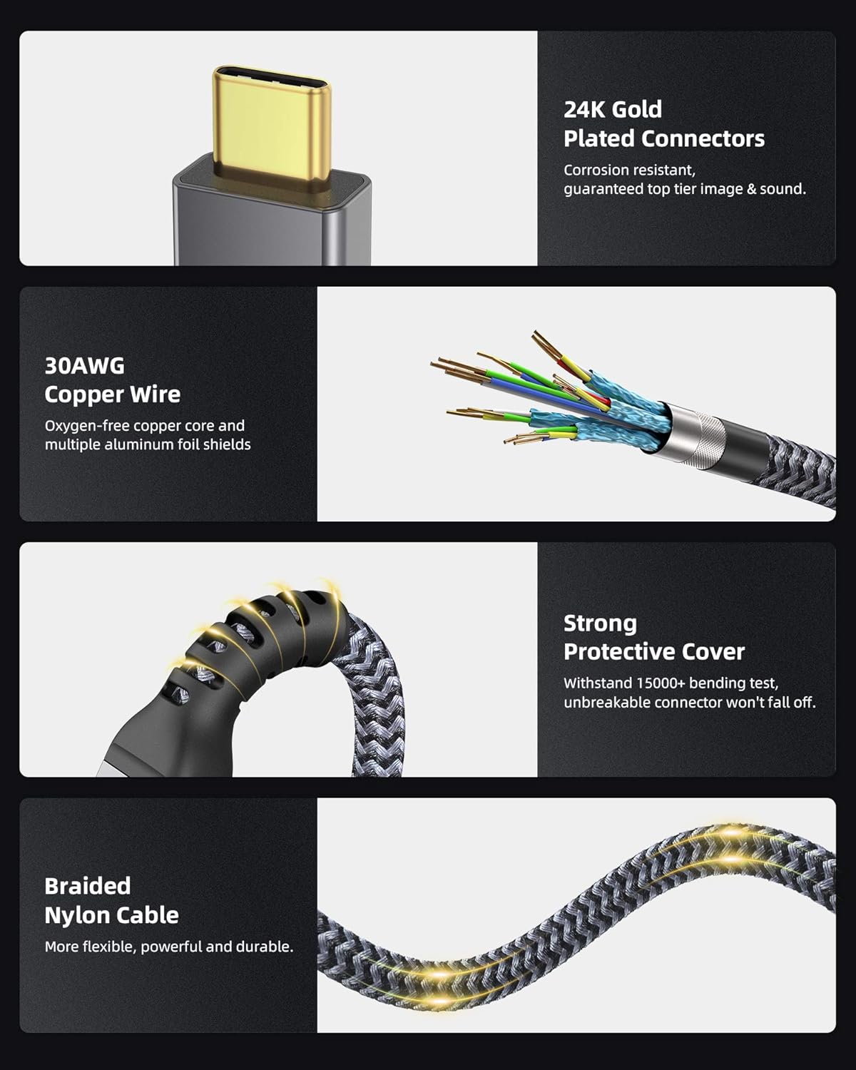 Maxonar [4Ft] Thunderbolt 4 Cable, 240W Thunderbolt Cable 40Gbps Sync 8K/5K@60Hz Display and for Thunderbolt 4, Thunderbolt 3, USB4, and USB-C Devices