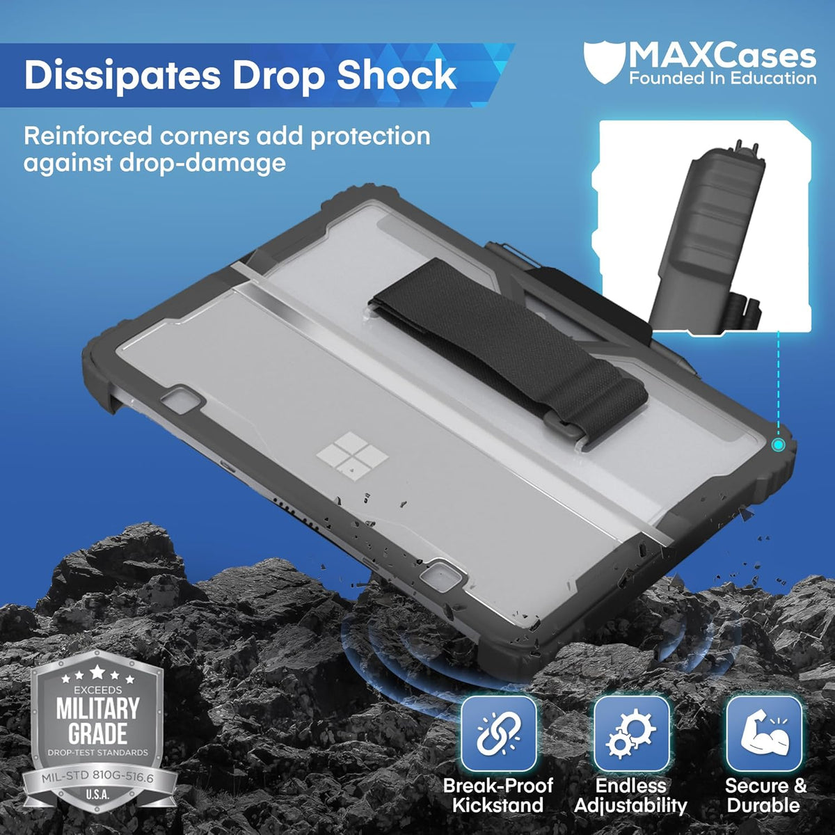 MAXCases Extreme Shell Microsoft Surface Pro 9/10/11 Case, 13" Black - Rugged, Custom-Fit Protective Cover for Microsoft Surface Pro Case with Stylus Holder - Shockproof & Durable Tablet Cover