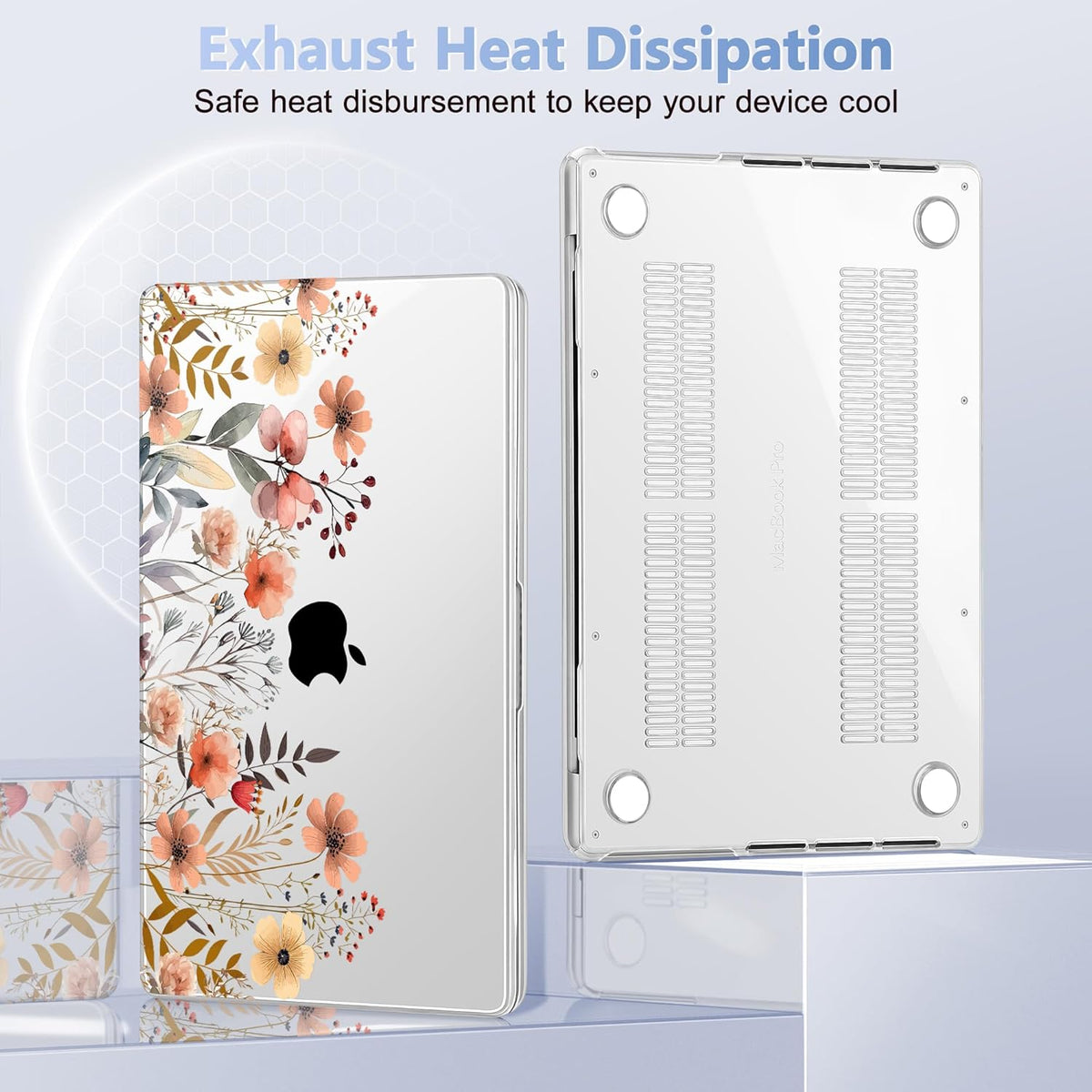 for MacBook Pro 16 inch Case 2021 2022 2023 2024 Release A3186 A3403 M4 A2991 M3 A2780 M2 A2485 M1 Pro/Max, Hard Shell Case with Screen Protector & Keyboard Cover, Watercolor Flowers
