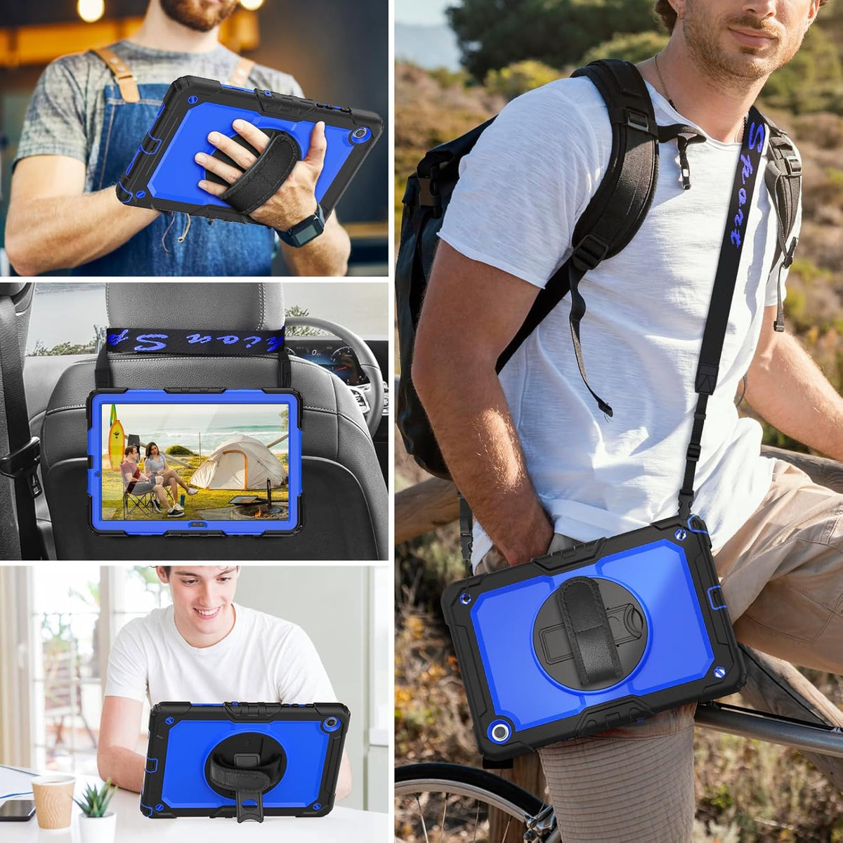 HXCASEAC Case for Samsung Galaxy Tab A9+ Plus 11 Inch, Protective with Screen Protector/Hand Strap/Pen Holder, Sturdy Shockproof for Samsung A9 Plus Tablet Case SM-X210 SM-X216 SM-X218 - Blue