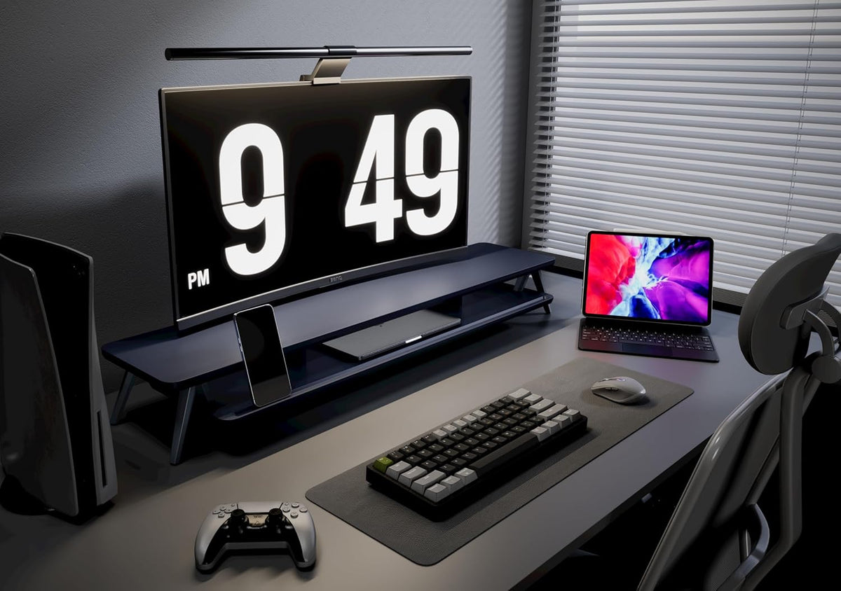 Fenge Dual Monitor Stand, Monitor Stands Riser for 2 monitors, 42.5 Inch Wood Desk Shelf with Storage Organizer and Cable Management for Office Desk Accessories
