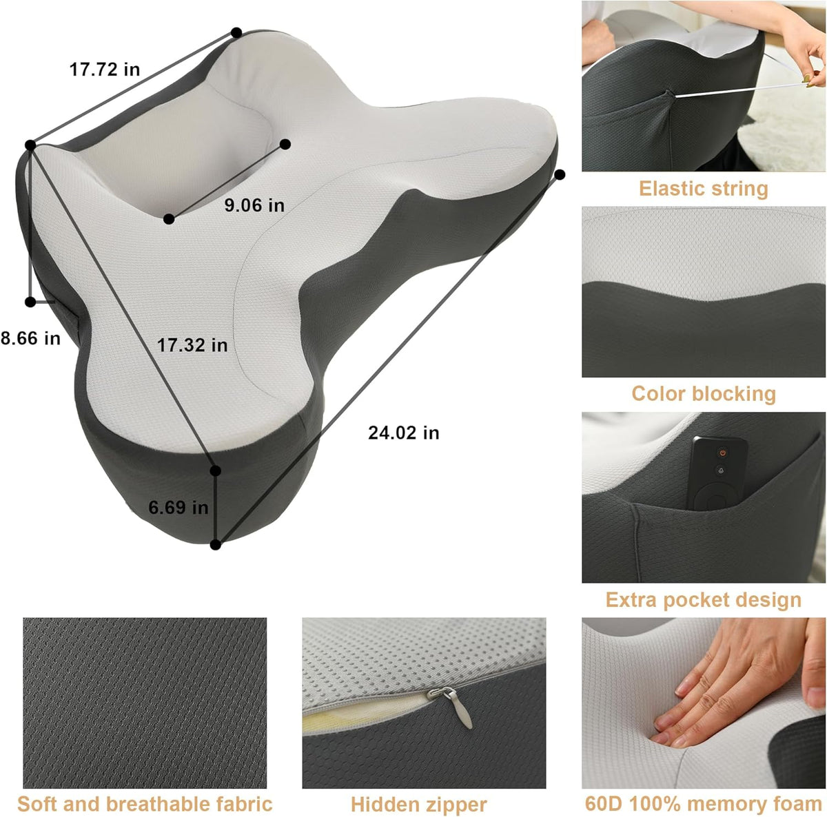 XWZO Lap Desk for Laptop with Cushion, Arm Rest Gaming and Reading Pillow，Laptop Desk Pillow with Anti Slip and Storage Functions with Eye Mask Included for Bed Couch Sofa Home Office