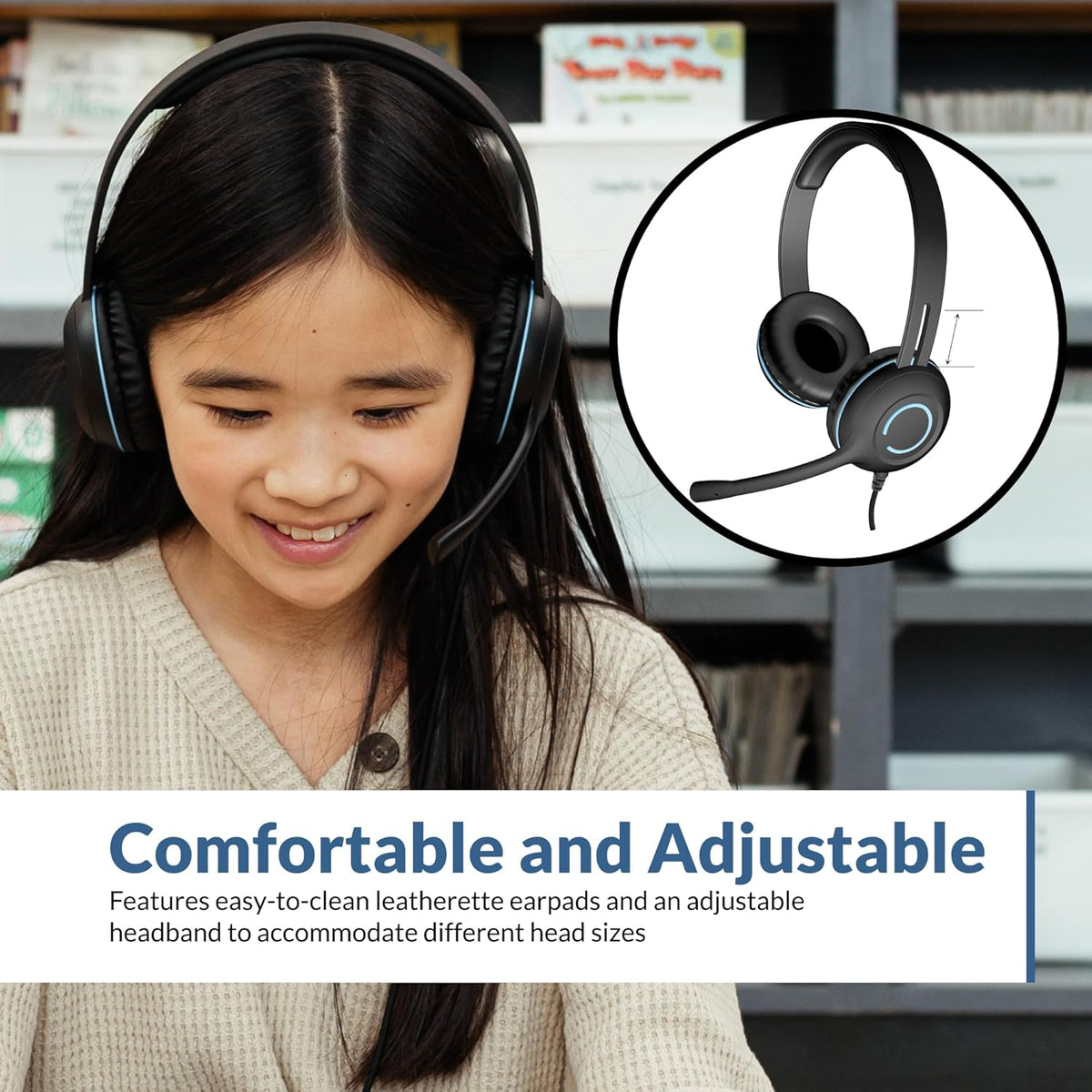 Cyber Acoustics USB Stereo Headset (AC-5008-10) – Durable, Crisp, and Clear Communication in Classrooms and at Home - 10 Pack