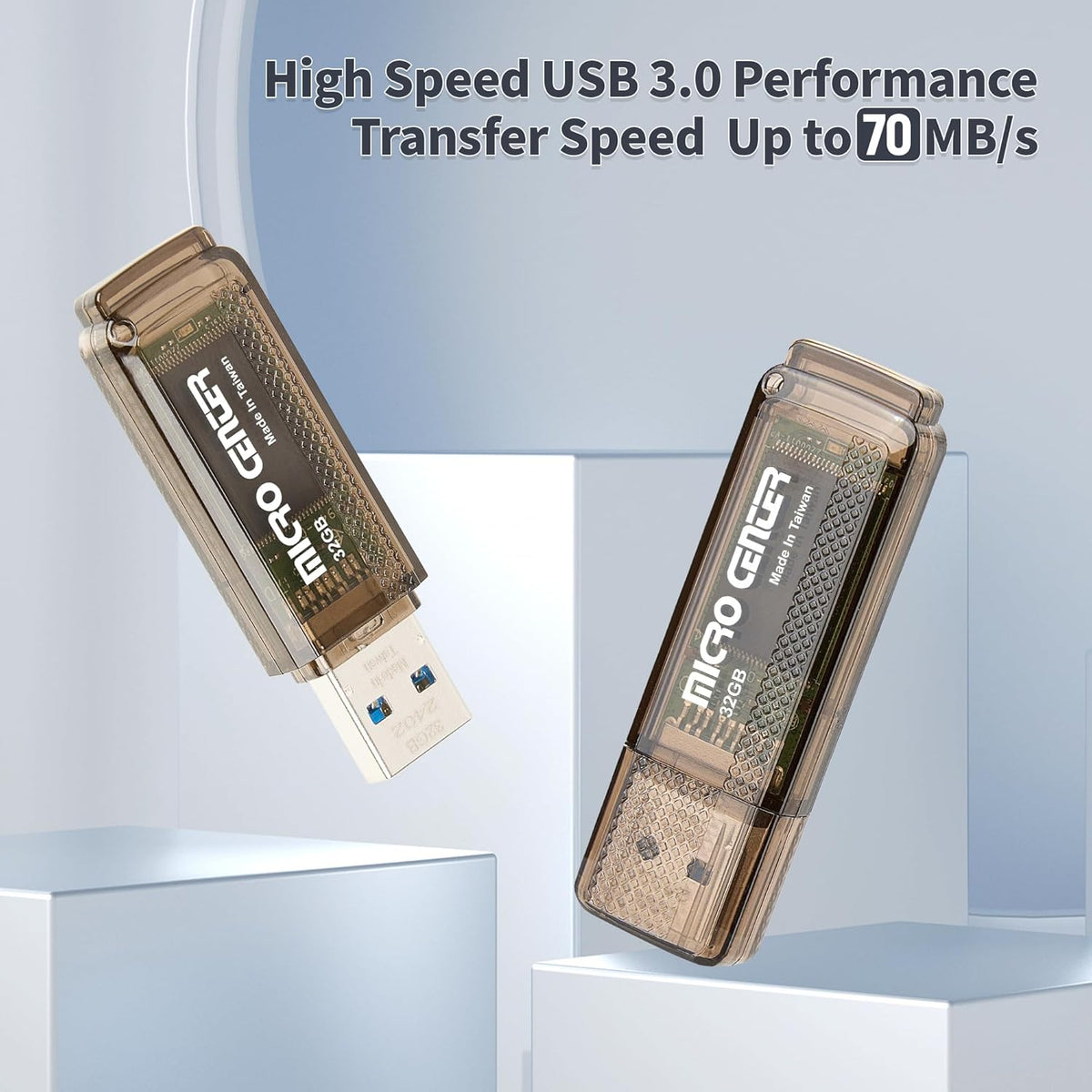 INLAND Micro Center Super Speed 2 Pack 32GB USB 3.0/USB3.1 Gen1 Flash Drive Gum Size Memory Stick Thumb Drive Data Storage Jump Drive (32G 2-Pack)