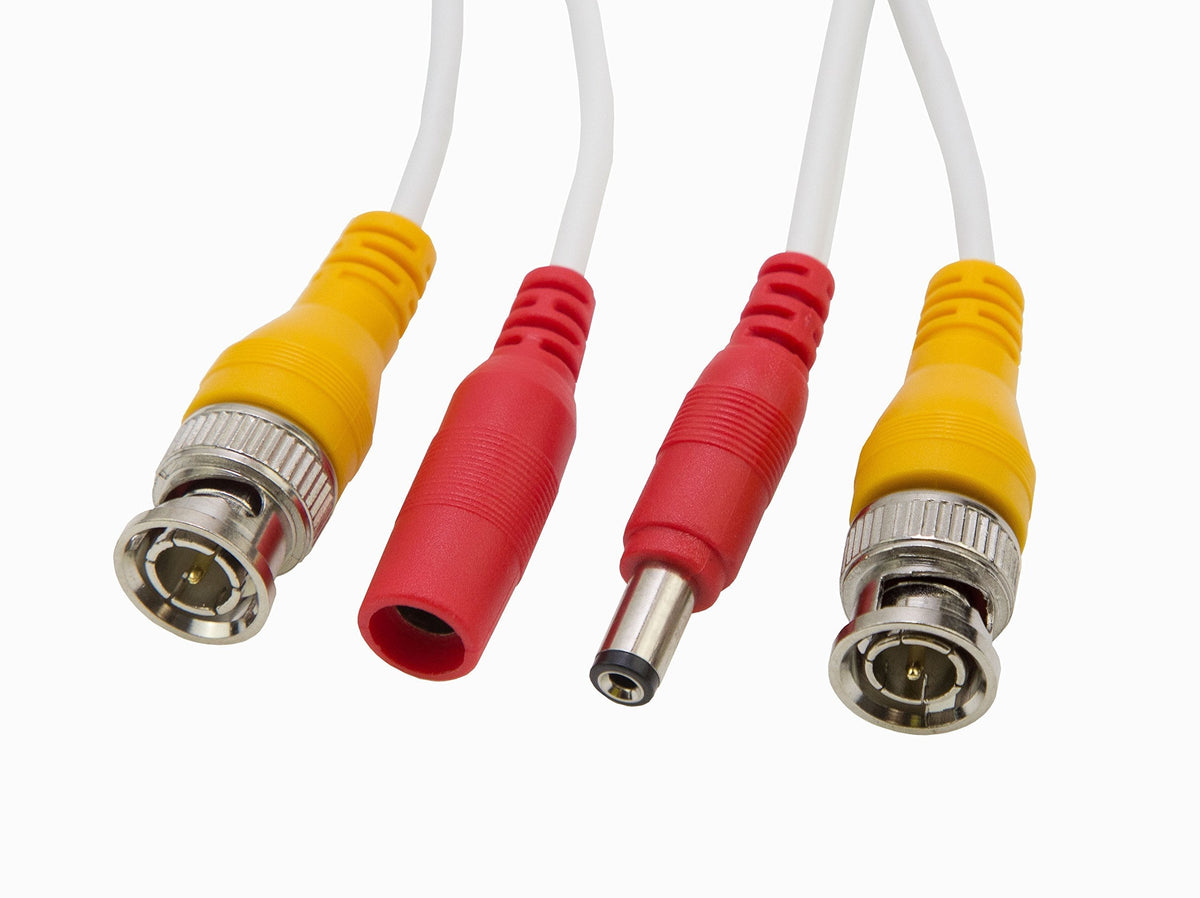 InstallerCCTV 100ft Pre-Made All-in-One BNC Video and Power Cable with Connector for Surveillance CCTV Security Camera Video System - White