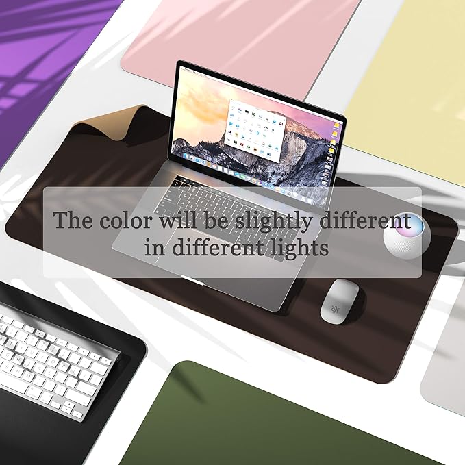YSAGi Non-Slip Leather Desk Pad, Waterproof Laptop Computer Desk Keyboard Mat, Table Protector Blotter Mat, Large Mouse Pad for Office/Work/Home/Decor(Dark Brown, 23.6" x 13.7")