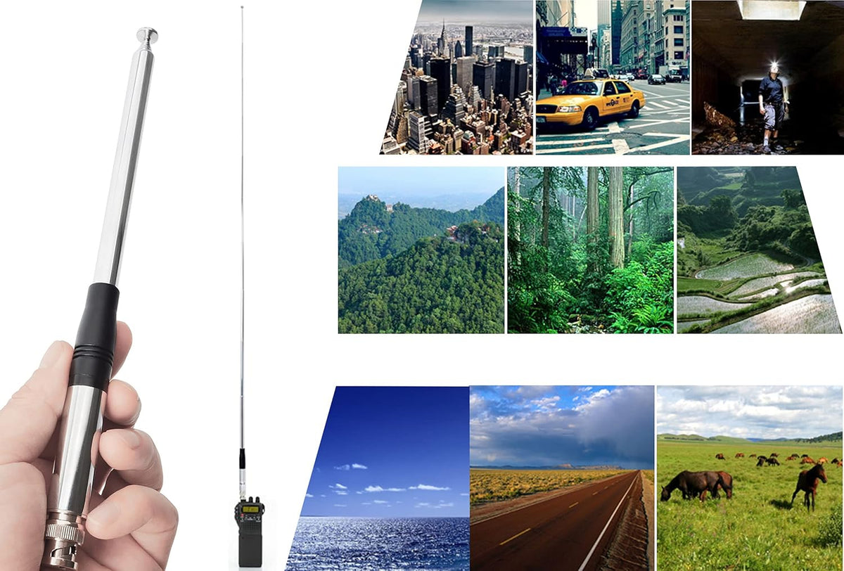 HYS 27Mhz 9-Inch 51-inch Radio(27Mhz) Antenna to Telescopic/Rod HT Antennas for CB Handheld/Portable Radio with BNC