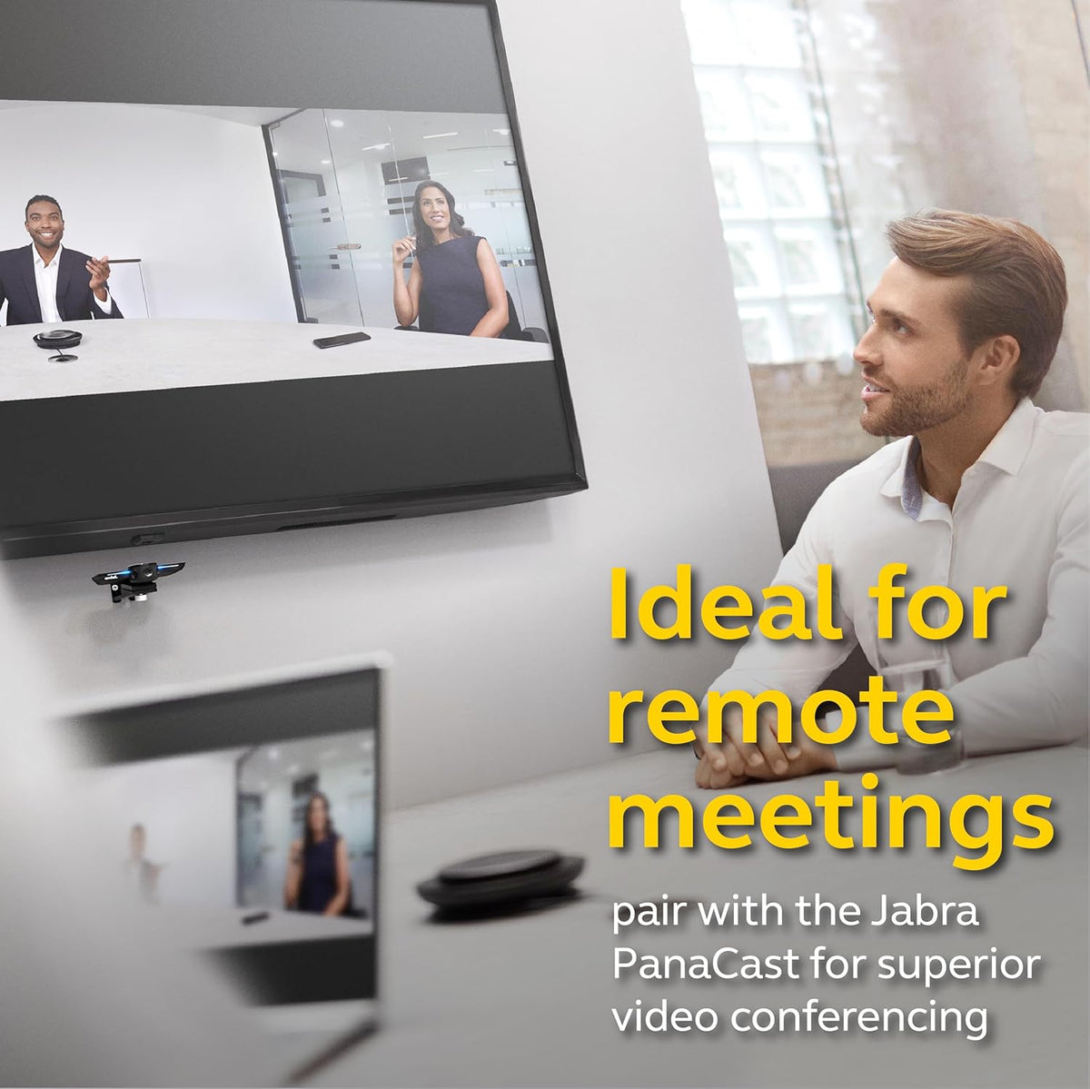 Jabra Speak 750 UC Wireless Bluetooth Speakerphone with Link 370 USB Adapter – Portable Conference Speaker for Holding Meetings Anywhere with Premium Audio - Certified for Zoom & Google Meet