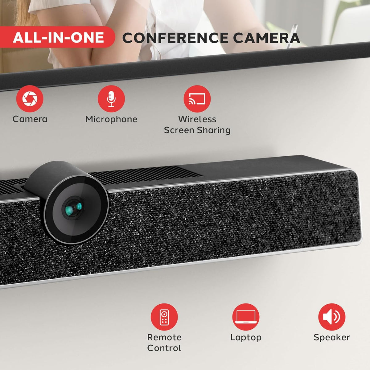 Pyle 4K USB Video Conference Room Camera System 120° FOV with 5X Zoom, AI Auto Framing, Echo Cancellation, 8m Mic Pickup Conferencing System for Home Offices, Zoom, Skype, Microsoft Teams, PC Meetings