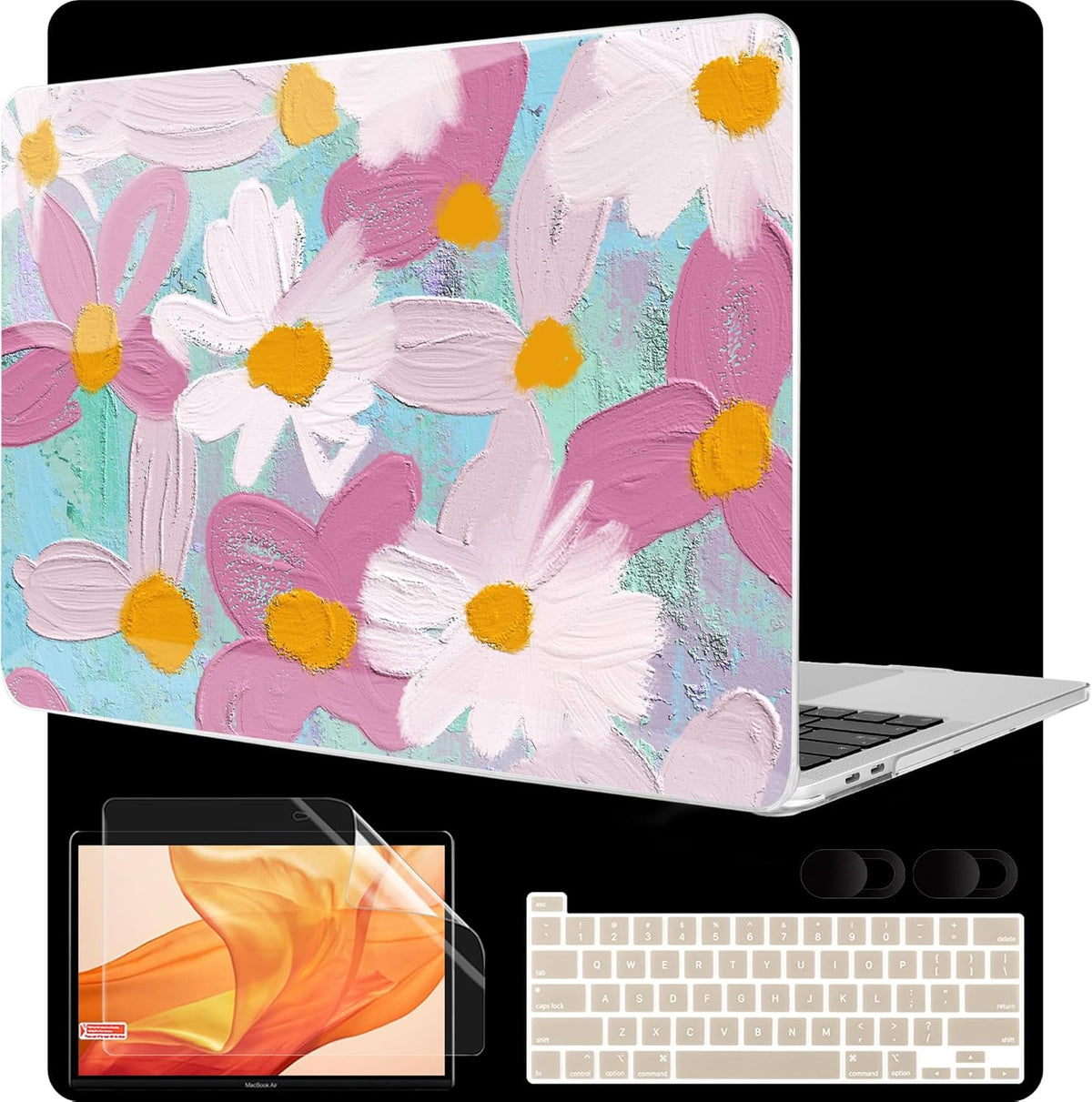 MEEgoodo Case for MacBook Pro 13 inch Case 2022 2021 2020 New A2338 M2/M1 A2251 A2289, Laptop Hard Shell with Keyboard & Camera Cover Compatible with 13 inch MacBook Pro, Art Plants Floral