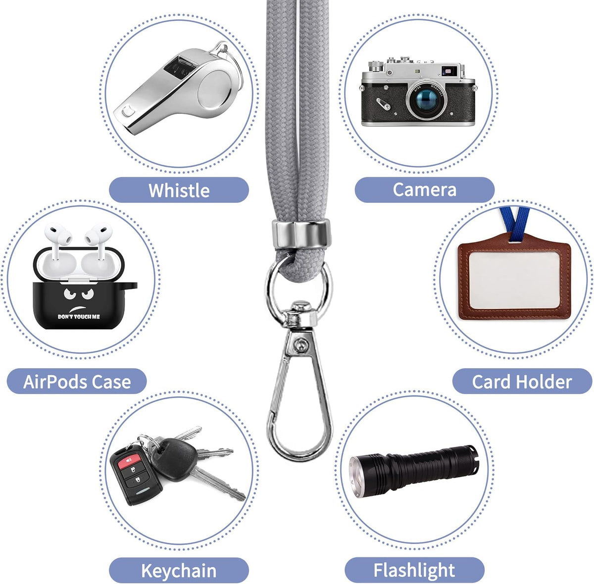 CACOE Phone Lanyard 2 Pcs-1 Pcs Adjustable Neck Strap, 1 Pcs Wrist Strap, 2 Pcs Pads, Universal Crossbody Multifuctional Cell Phone Lanyards Compatible with Most Smartphones(Gray)