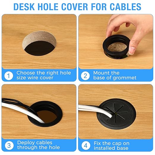BOPOREAE 2 Pcs Desk Grommet 2" (50mm), Desk Hole Cover for Cables