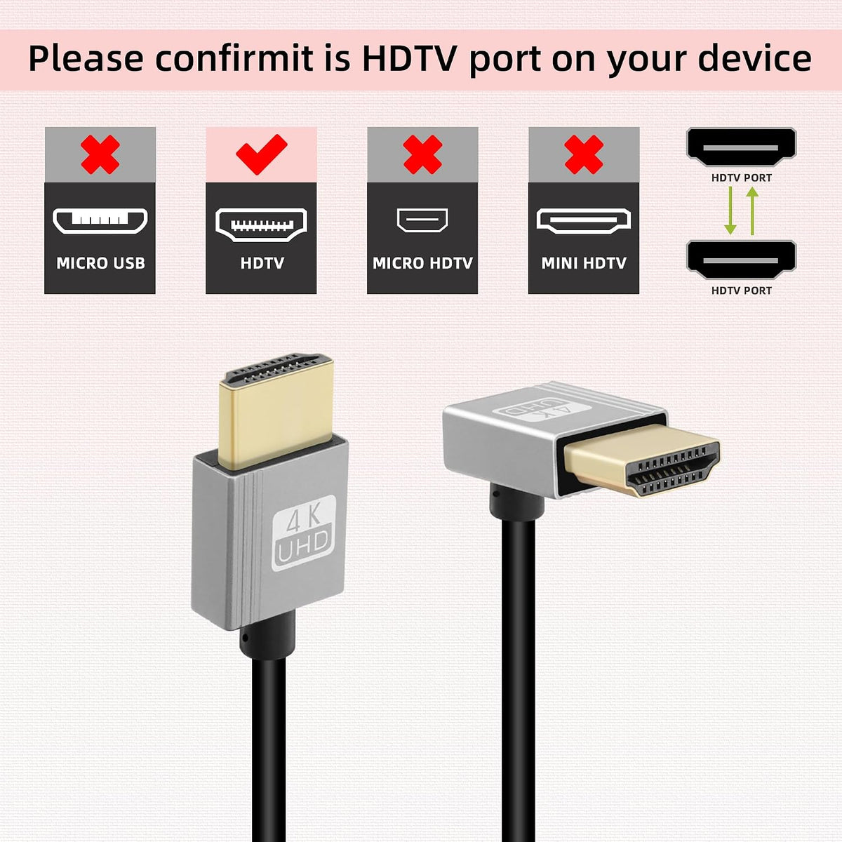 90 4K Cable,18Gbps hdtv2.0 4K@60Hz,Compatible Cameras,Camcorders,Monitors(3FT/0.9M) RIIEYOCA Degree Short HDTV to HDTV