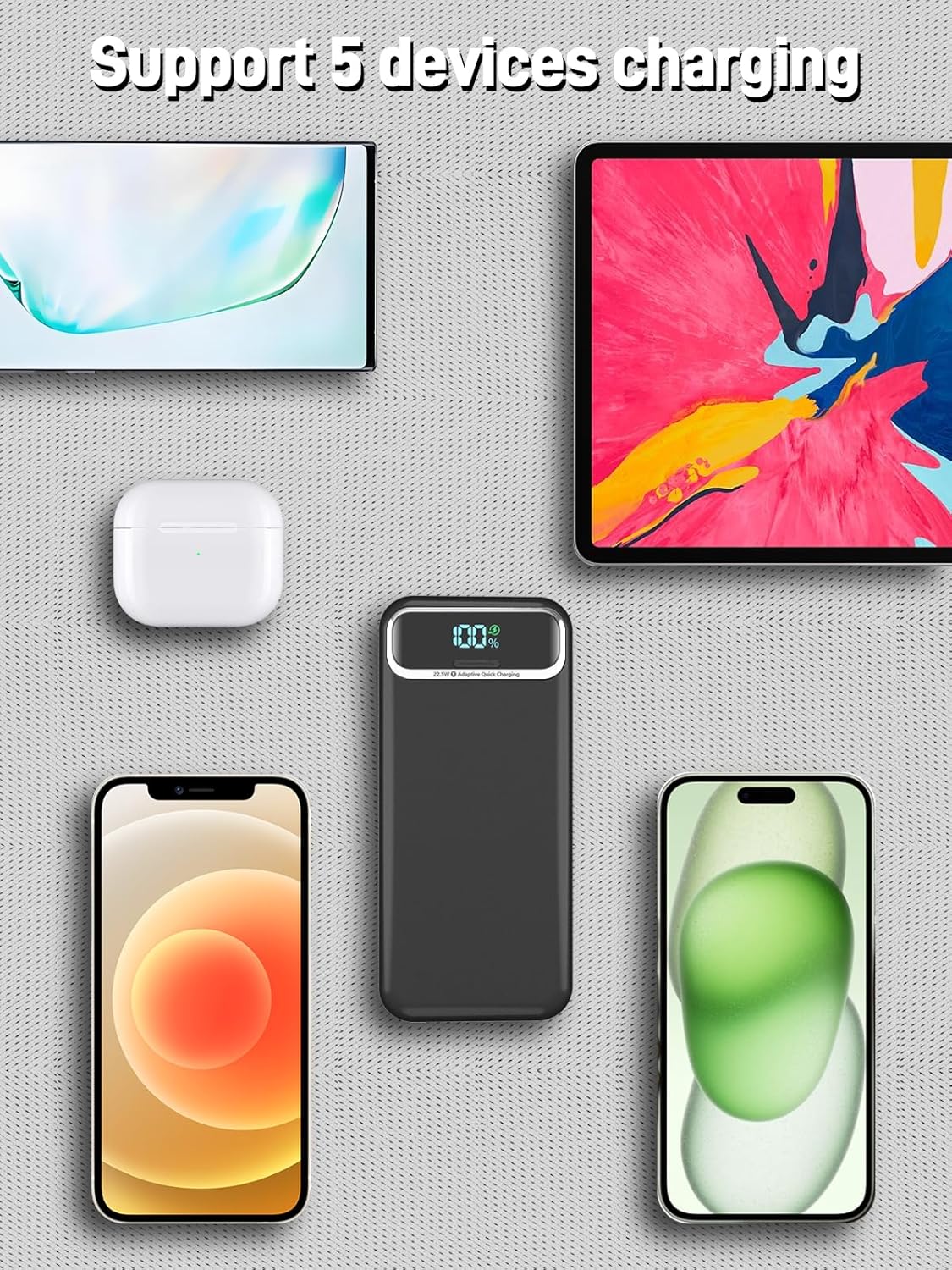 Portable Charger Power Bank with Built in Cables and AC Wall Plug,PD20W&SCP22.5W USB-C Super Fast Charging,20000mAh Travel Phone Charging,LED Display Battery Pack Compatible All iPhone Samsung etc