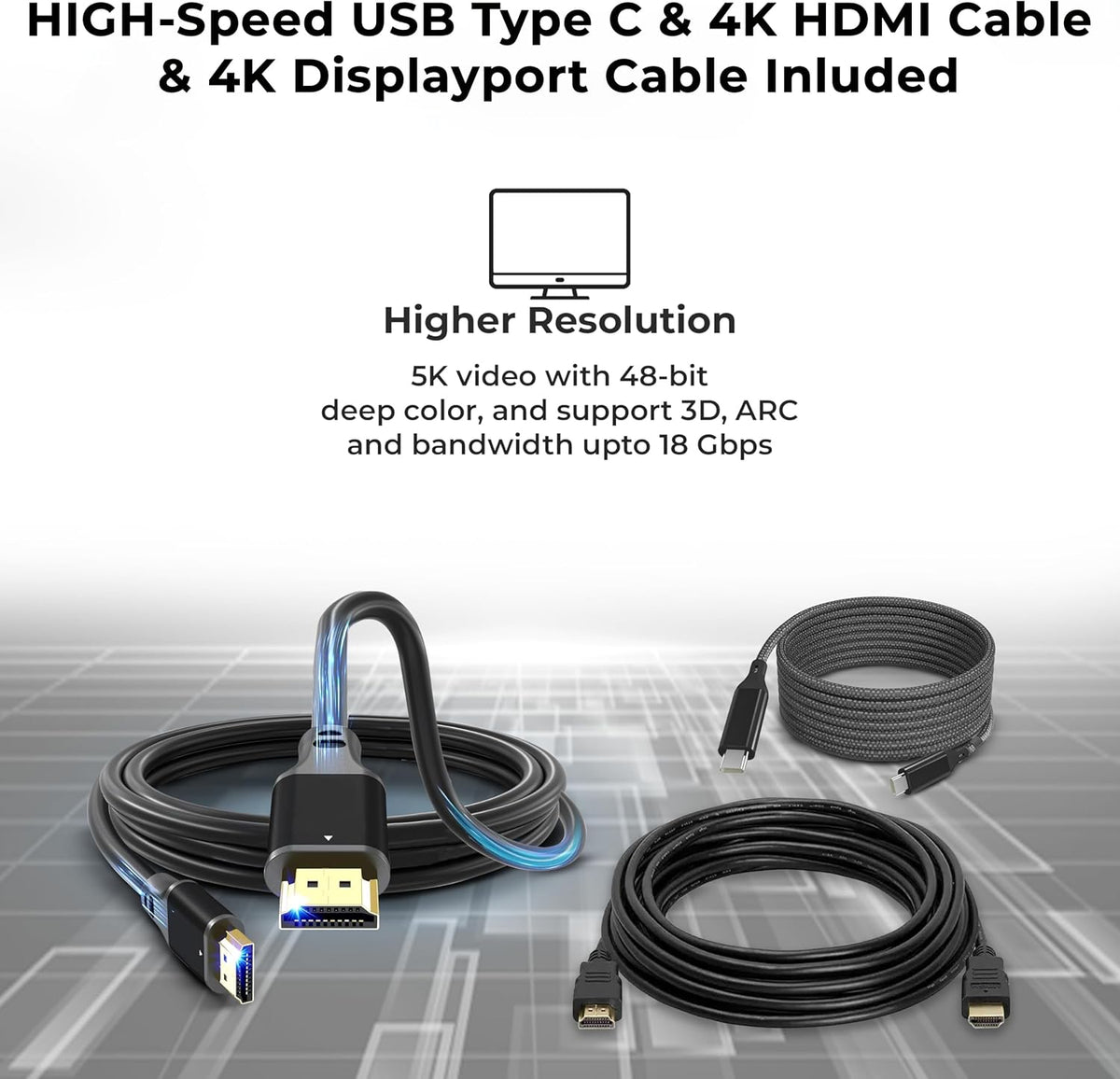 Dell D6000S Universal Dock Bundle with 130W Power Adapter – USB-C, Dual DisplayPort with 4K HDMI Cable + 4K DisplayPort Cable + USB-C Cable + Microfiber Cloth - Supports 4K Display (Renewed)