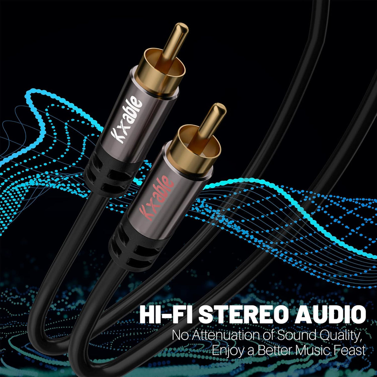 RCA Cable 35FT, 2RCA Male to 2RCA Male Stereo Audio Cable,【Oxygen-Free Copper, Hi-Fi Sound, Double Shielded】 2 RCA Car Audio Subwoofer Cord for Home Theater, HDTV, Amplifier, Hi-Fi System, Speaker