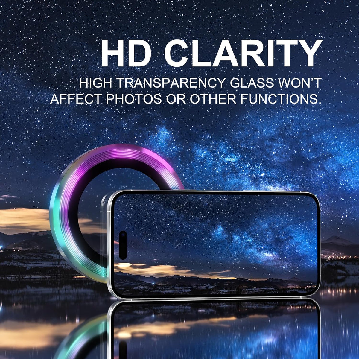 Choiche Compatible for iPhone 16 Pro/iPhone 16 Pro Max Camera Lens Protector, 9H Tempered Glass Camera Cover Screen Protector Metal Ring Decoration Accessories (Colorful)