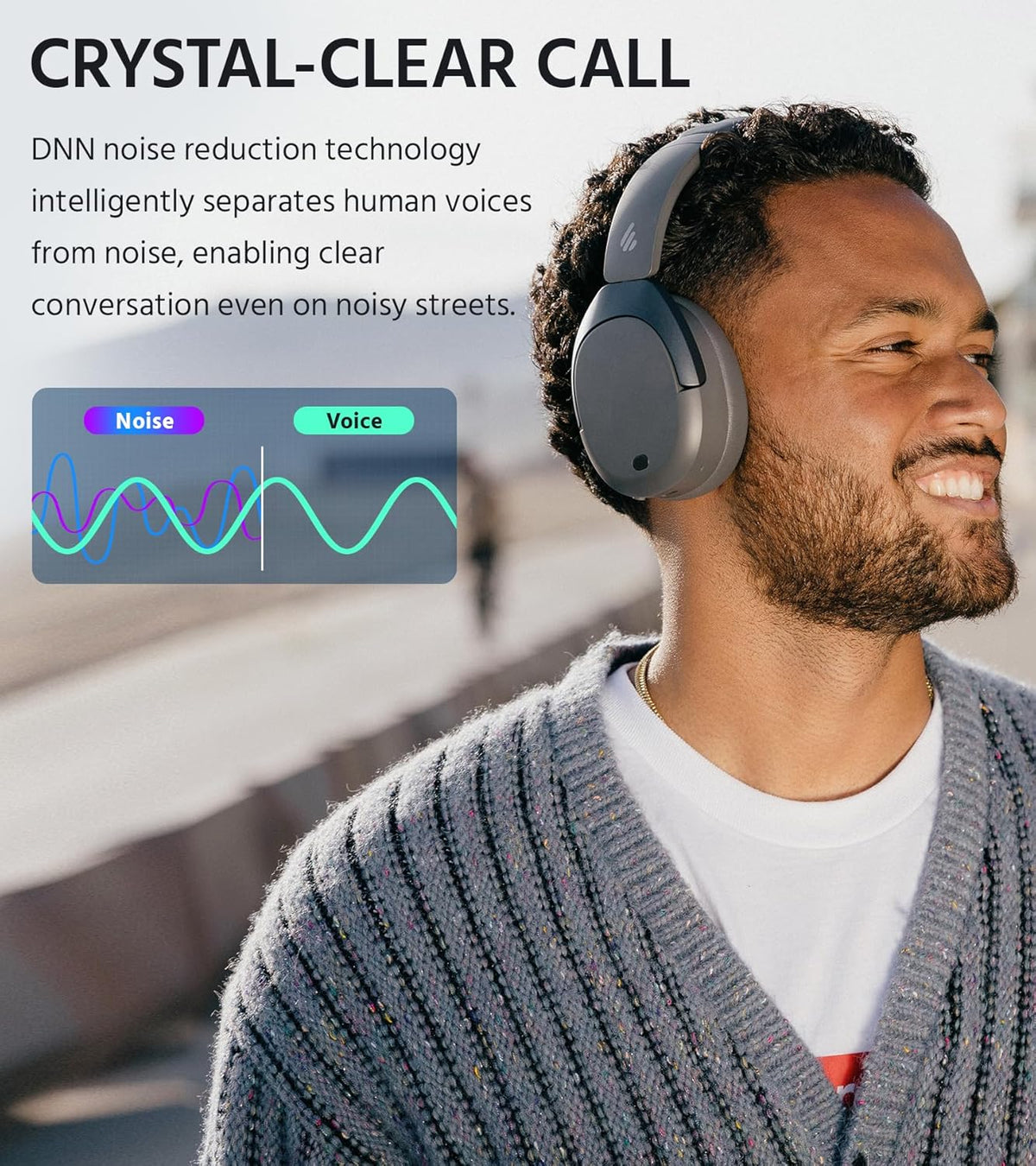 Edifier W830NB Wireless Over Ear Headphones with -45dB Active Noise Cancelling, 94H Playtime, LDAC Hi-Res Sound, Spatial Audio, Fast Charging, Multipoint Connection, Bluetooth V5.4 - Gray