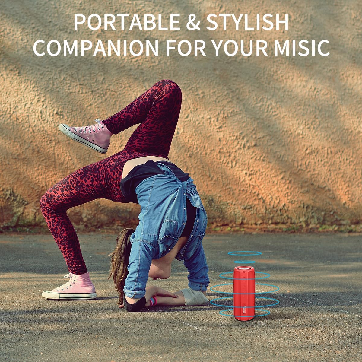Bluetooth Speaker,MusiBaby M88 Speakers,Dual Pairing, Bluetooth 5.3,Loud Stereo Sound,Booming Bass,30H Playtime for Home& Outdoor Party,Beach,Portable Speaker,Gifts(Red)