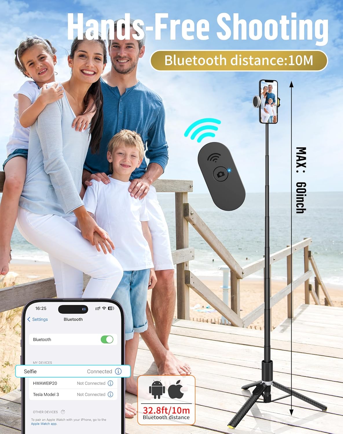 Phone Tripod Selfie Stick:Phone Stand for Recording,Bluetooth Selfie Stick for iPhone Compatible with Android（Samsung Galaxy s24 Ultra） is Content Creator 's Travel Essentials Tool