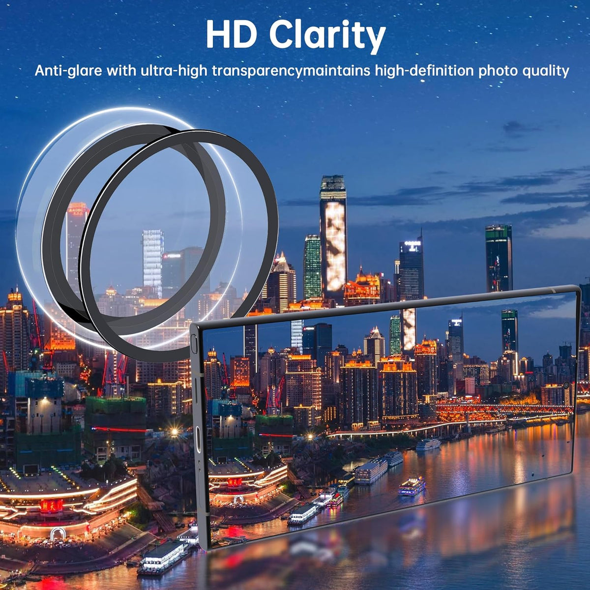 For Samsung Galaxy S23 Ultra Camera Lens Protector, Individual Lens Protector, Ultra HD 9H Tempered Glass Screen Protective Cover, Anti-scratch, Military Grade Drop Protection 2 Set. (Clear, S23 Ultra)