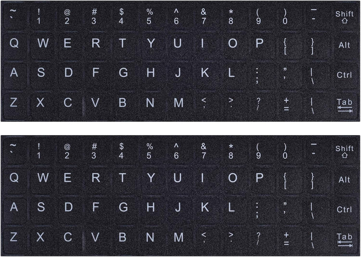 CaseBuy 2 Pack English Keyboard Stickers, Replacement Keyboard Letters Sticker with White Font on Black Background