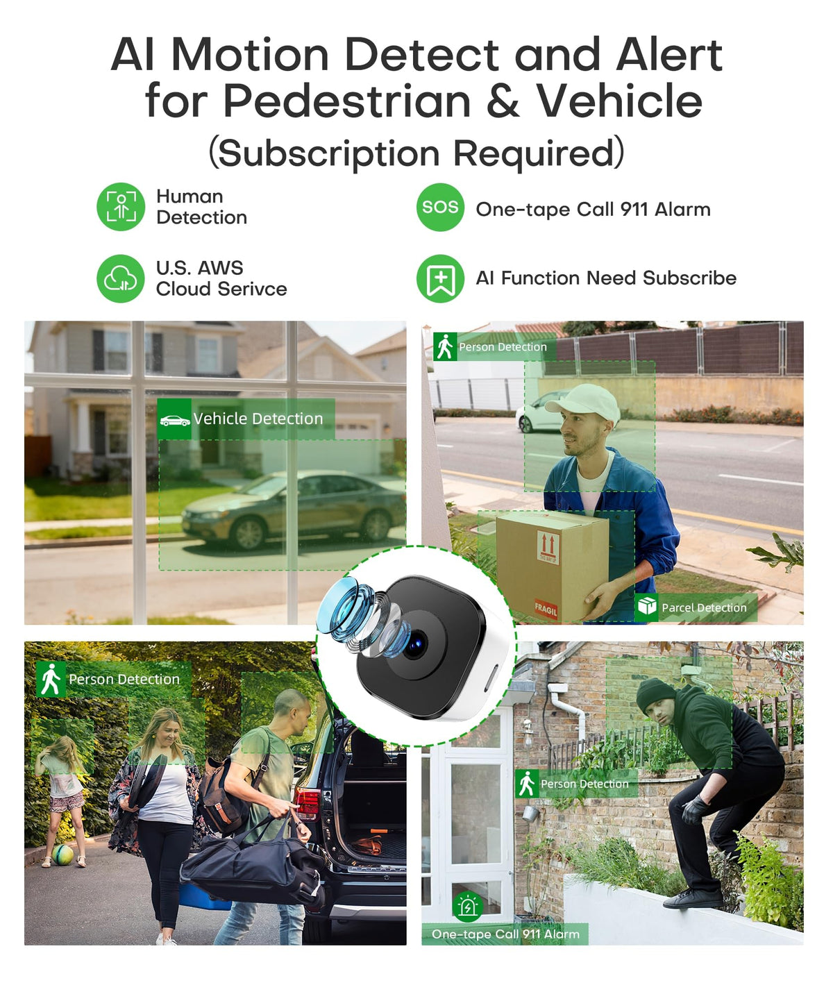 3MP 2K Window Camera for Home Security, 5Ghz & 2.4Ghz WiFi Human Detection Alert, AI Full Color Night Vision with Anti-Glare No Reflection 24/7