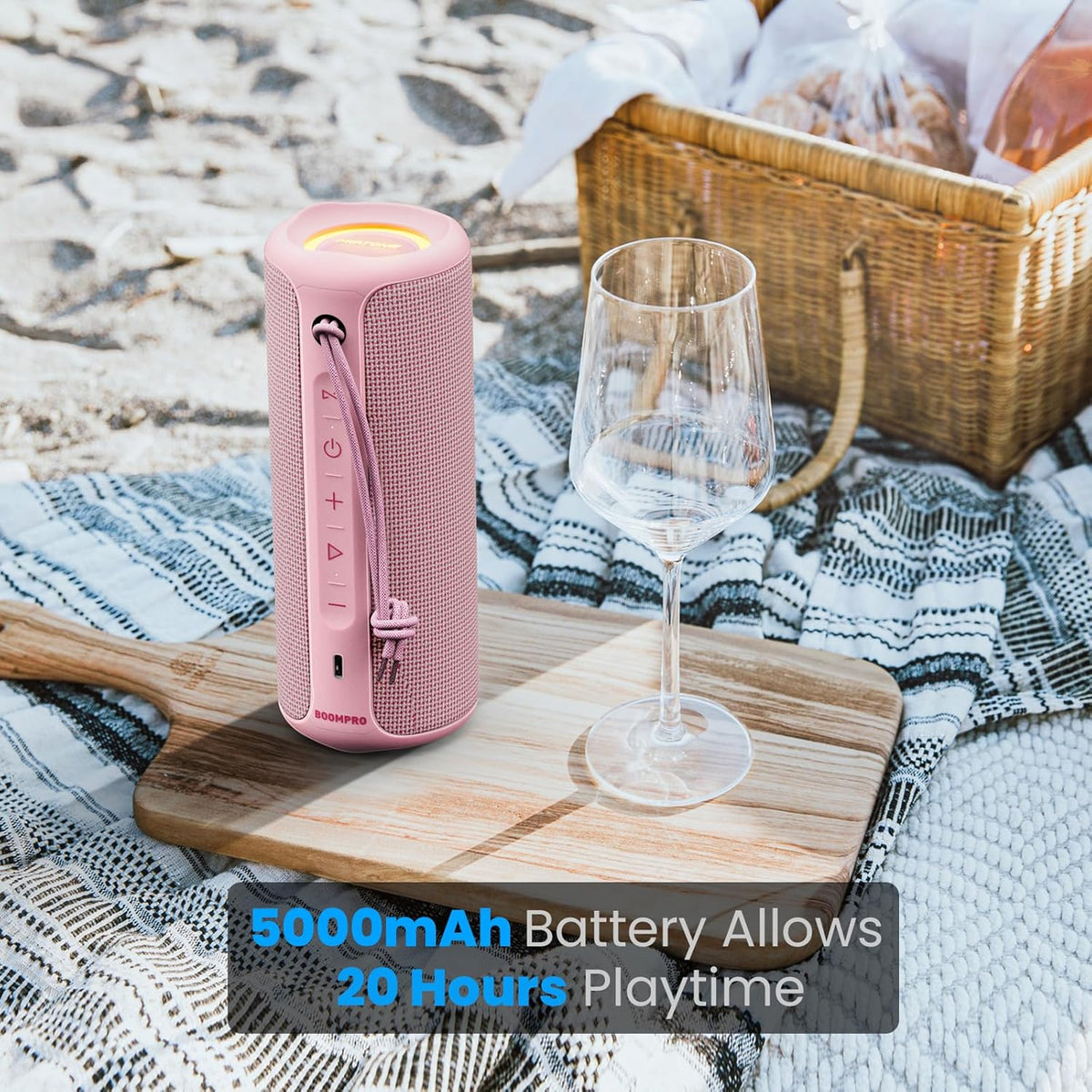 MIATONE Portable Bluetooth Speaker 36W Stereo Sound Bass Boost, 24H Playtime Bluetooth 5.3 TWS Pairing (Pink)