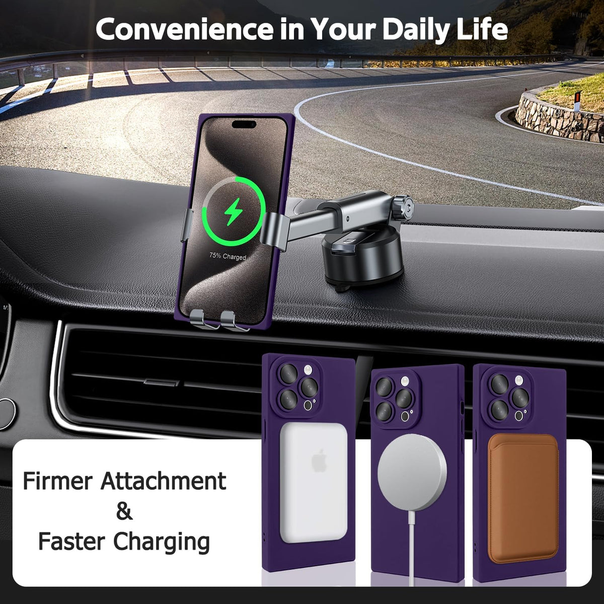 Designed for iPhone 15 Pro Max Case Compatible with Magsafe Cover Camera Lens Protector Military Grade Protection Shockproof Soft TPU Slim Magnetic Phone Case for iPhone 15 Pro Max Dark Purple